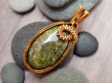 Unique Unikite Jasper Oval in Bronze