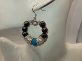 Hematite and Blue Frosted Agate Earrings