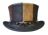 Steampunk Tri-Skull Leather Top Hat 