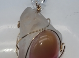 Pink Cabochon with Sea Glass Necklace
