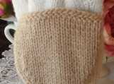 Hand Knitted Brown And Cream Convertible Gloves - Free Shipping