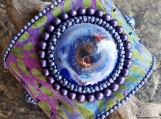 Purple Batik Bead embroidered Bracelet 