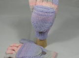 Women's Knitted Pink, Purple And Grey Random Convertible Gloves 