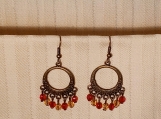 Dark Gold and Red Crystal Earrings