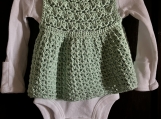handcrafted newborn pinafore/dress set in Mint Green