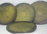 Set of 4 Green Rune Coasters and Case.