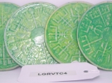 Set of 4 Lime Green Rune Coasters and Case.