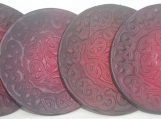 Set of 4 Red Celtic Knot Coasters and Case.