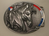 USA Flag colored Western Rodeo Horse belt buckle w Swarovski