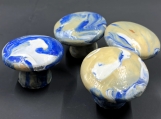 A set of blue and beige marbled knobs.  A set of 4 knobs.