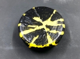 An unusual set of yellow with black knobs.  Set of 3 knobs.