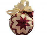 Fabric Quilted Ornament. Christmas Ornament. Burgundy and Ivory