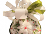 Fabric Quilted Ornament. Christmas Ornament. Green White