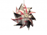 Fabric Quilted Ornament. Pinwheel Christmas Ornament