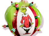 Grinch Fabric Quilted Ornament. Christmas Ornament.