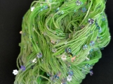 Hand dyed SEQUIN cotton yarn: 5ply "Kiwi" 50g/140m neon green 
