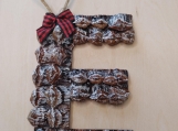 Handcrafted Christmas tree ornament- Frosted Country "E"