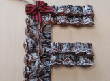 Handcrafted Christmas tree ornament- Frosted Country "F"