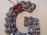 Handcrafted Christmas tree ornament- Frosted Country "G"