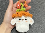 Handmade Cute Rabbit with Carrot Hat crochet keychain