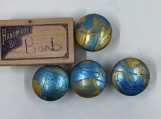 Marvelous metallic blue and gold marbled knobs-set of 4 knobs.