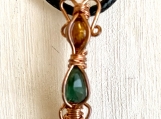 Mystic Quartz, Emerald, Tigers Eye pendant, handmade necklace