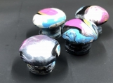Pink and black marbled knobs-set of 4 knobs.