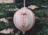 Victorian Christmas Ornament Butterfly Lace, White & Pink Large