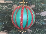 Victorian Christmas Ornament Holiday Stripe, Green & Red Large