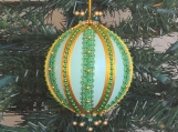Victorian Christmas Ornament Holiday Stripe, Mint & Gold Large