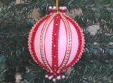 Victorian Christmas Ornament Holiday Stripe, Pink & Red Large