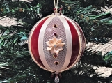 Victorian Christmas Ornament Satin Poinsettia, Wine&Ivory Large