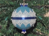 Victorian Christmas Ornament Victorian Lace, Blue & Ivory Large