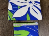 A set of 2 Blue,White,Green, Floral Print Cosmetic/Jewelry Bag