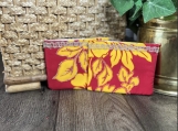 A Set of 2 Red&Yellow Hawaiian Print Cosmetic/Jewelry Bag