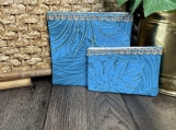 Blue Hawaiian Print Cosmetic/Jewelry Bag A Set of 2