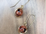 Copper and Black Sandstone bead dangle hook earrings
