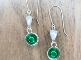 Green Jade and glass with silver wire