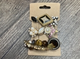 Hair pins made with Vintage and Modern Jewelry a set of 3  