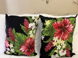 Black Hawaiian Print Pillows with Rhinestones Embellishment   