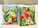 Floral Hawaiian Print Pillows with Rhinestones Embellishment   