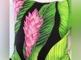 Green/BlkHawaiian Print Pillows with Rhinestones Embellishment  