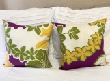 White Hawaiian Print Pillows with Rhinestones Embellishment  