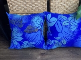 Blue Hawaiian Print Pillows with Rhinestones Embellishment  