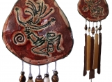 Kokopelli Clay & Glass Wind Chime Pottery Chime Hopi Petroglyph