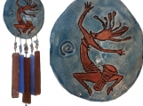 Kokopelli Glass & Ceramic Wind Chime Blue Bronze 