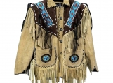 Native Western Indian American Vintage Suede Leather Coat
