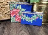 Red, Blue, Green Floral Print Cosmetic Bag A Set Of 2