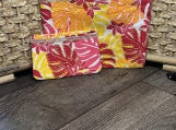Red,Pink & Orange Hawaiian Print Cosmetic/Jewelry Bag A Set of 2