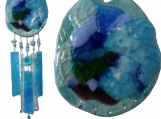 Sea Glass Wind Chime Ocean Wave Turquoise Ceramic